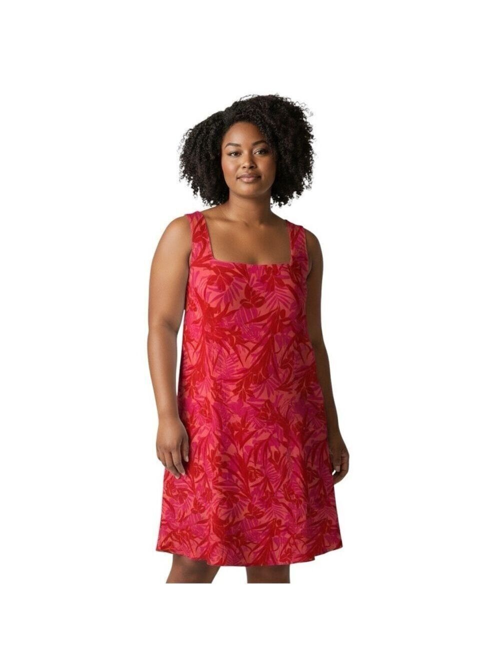 Faded Glory Pink Hawaiian Floral Sleeveless Dress 18W